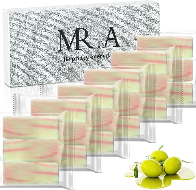 Mr.A 18 Handmade Travel Soap Individually Wrapped, Mini Olive Hotel Bar Soap Bulk Body Bath Gentle Bars for Men Women, Travel Size Toiletries for Homeless Hotel Essentials Wash for Guest Bathroom - Image 2
